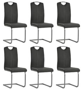 Cantilever Dining Chairs 6 pcs Grey Faux Leather