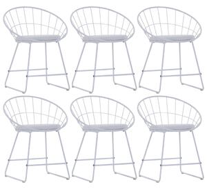 276238 Dining Chairs with Faux Leather Seats 6 pcs White Steel (3x247275)