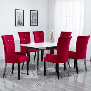 276922 Dining Chair with Armrests 6 pcs Red Velvet (6x248465)