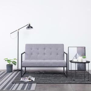 282161 2-Seater Sofa with Armrests Light Grey Steel and Fabric