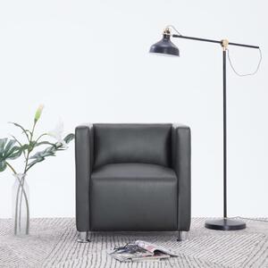 282139 Cube Armchair Grey Faux Leather