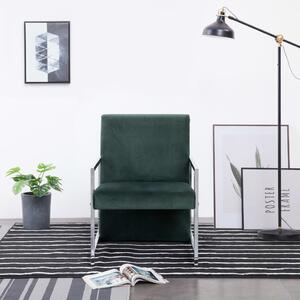 282158 Armchair with Chrome Feet Dark Green Velvet