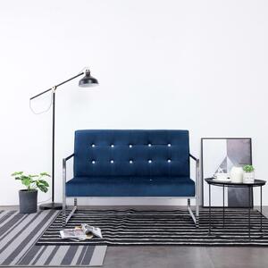 282166 2-Seater Sofa with Armrests Blue Chrome and Velvet