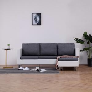 282203 3-Seater Sofa with Cushions White Faux Leather