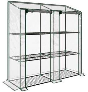 Outsunny 3 Tier 6 Wire Shelves Reinforced Mini Greenhouse, Clear