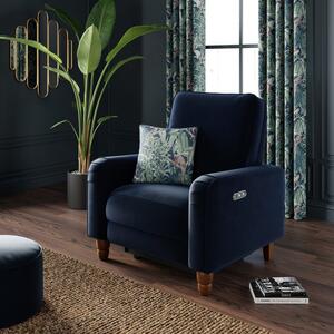 Beatrice Matte Velvet Power Recliner Armchair, Luxe Navy