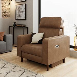 Zoe Faux Leather Power Recliner Armchair, Mocha