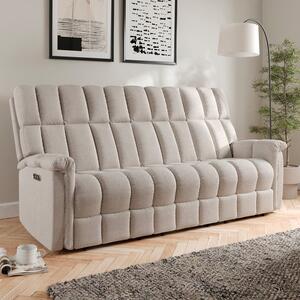 Spencer Chenille Power Recliner 3 Seater Sofa, Natural