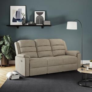 Taylor Chunky Chenille Manual Recliner 3 Seater Sofa, Dark Natural