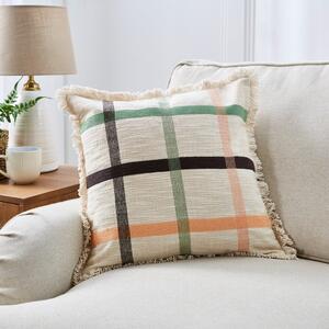 Woven Check Cotton Square Cushion