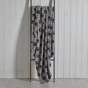 Paw Printed Fleece 130cm x 170cm Throw Blanket