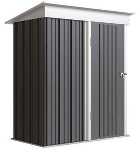 Outsunny Small Metal Storage Sheds, Lean-to Shed for Motor Bike, with Adjustable Shelf, Lock and Gloves, 5x6, Outdoor, Dark Grey Aosom UK