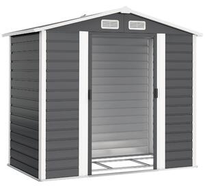 Outsunny 7 x 4ft Metal Garden Shed, Galvanised Steel Shed with Double Lockable Doors, Vents and Gloves, Outdoor Tool Storage Shed for Garden, Patio, Dark Grey