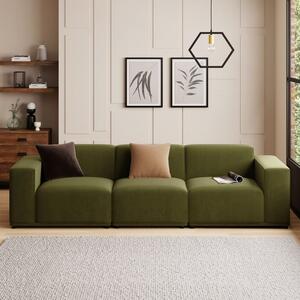 Modular Cruz Olive Velvet 3 Seater Sofa