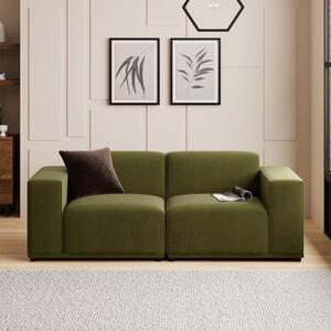 Modular Cruz Olive Velvet 2 Seater Sofa