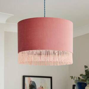 Fringed Velvet Drum Lamp Shade