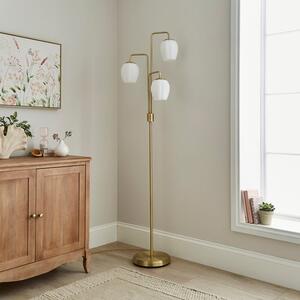 Frosted Tulip 3 Light Ribbed Glass Adjustable Floor Lamp