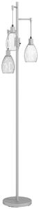 HOMCOM 170cm Industrial 3-Light Floor Lamp, Dimmable Standing Lamp with Steel Lampshades for Living Room, Bedroom, Dinging Room, Study, Silver Tone