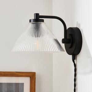 Ezra Ribbed Glass Plug In Wall Light