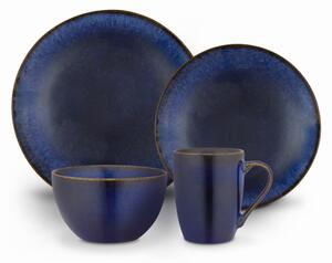 16 Piece Dinner Set Cobalt Blue Black