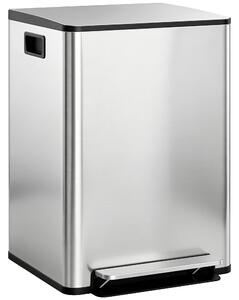 HOMCOM 60L Dual Compartment Stainless Steel Bin with Deodoriser Holders for Kitchen, Office, and Home Use, Silver Aosom UK