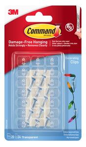 Set of 20 Command Clear String Light Clips and 24 Strips