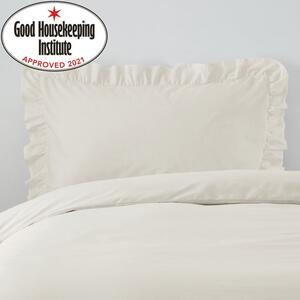 Non Iron Plain Dye Ivory Frilled Pillowcase