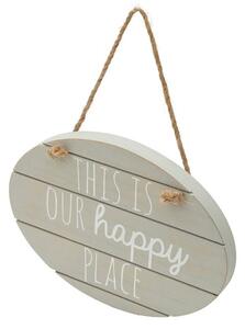 Grey Happy Place Hanging Plaque