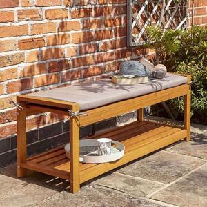 Aurum Wooden Garden 2 Seater Bench with Cushion in Natural
