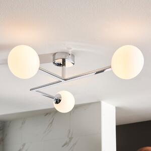 Freya Bathroom 3 Light Semi Flush Ceiling Light In Chrome With Opal Glass Shades IP44