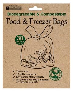 Pack of 30 Biodegradable Compostable Food Freezer Bags 15cm x 40cm