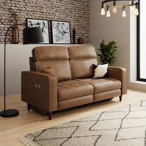 Zoe Faux Leather Power Recliner 3 Seater Sofa, Mocha