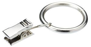 Pack of 6 Satin Steel Curtain Rings with Clips Dia. 25mm