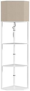 HOMCOM Corner Floor Lamp with Shelves, Tall Standing Lamps for Living Room, with Pull Chain Switch Bulb not Included, White Aosom UK