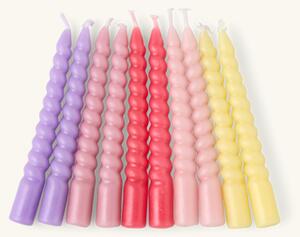 Twisted candles - Paraffin wax/cotton. Ø1.2 x 10 cm. 10 pcs. - Rose Blush - Søstrene Grene
