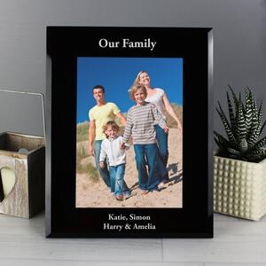 Personalised Portrait Black Glass Photo Frame