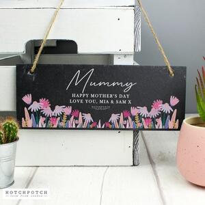 Personalised Wild Flowers Hanging Slate Sign