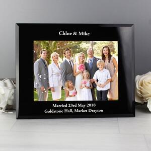 Personalised Black Glass Landscape Photo Frame