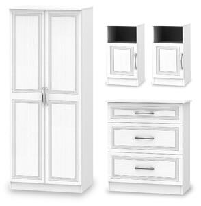 Killgarth White 4 Piece Bedroom Set inc' Bedsides, Chest & Wardrobe | Roseland Furniture