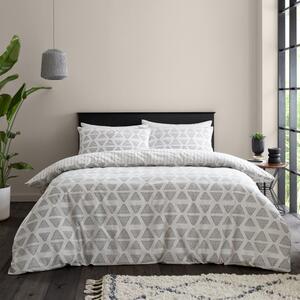 Catherine Lansfield Tufted Print Geo Natural Duvet Cover and Pillowcase Set