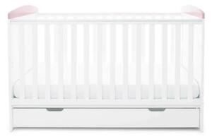 Ickle Bubba Coleby Style Cot Bed with Under Drawer Elephant Love Pink - Without Mattress