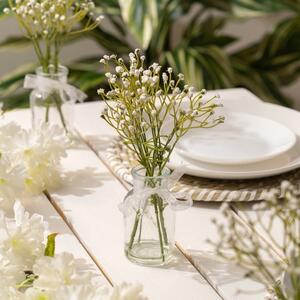 Set of 3 Artificial Gypsophila Bundles in Glass Bottle Vases