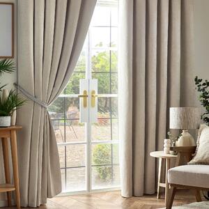 Chenille Triple Woven Ready Made Blackout Curtains Cream
