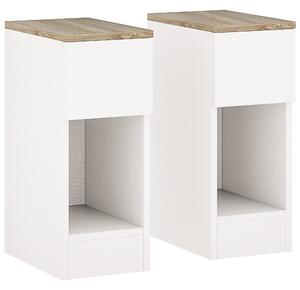 HOMCOM Set of Two Modern Storage Bedside Tables - White Aosom UK