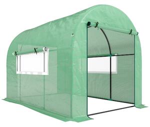 Outsunny 300 x 200cm Walk-In Polytunnel Greenhouse - Green