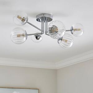 Eli Ribbed 6 Light Semi Flush Ceiling Light