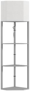 HOMCOM Corner Floor Lamp with Shelves, Tall Standing Lamps for Living Room, with Pull Chain Switch Bulb not Included, Grey Aosom UK
