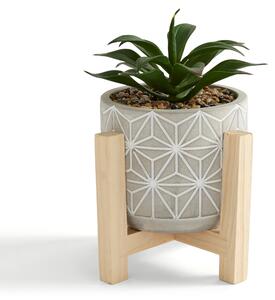 Artificial Succulent in Grey Geometric Footed Plant Pot Green