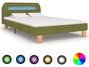 Bed Frame with LED Green Fabric 120x190 cm 4FT Small Double