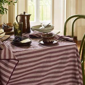 Piglet Plum Wine Amberley Stripe Linen Tablecloth